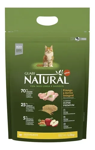 GUABI NATURAL GATO FILHOTE FRANGO E ARROZ 1,5kg